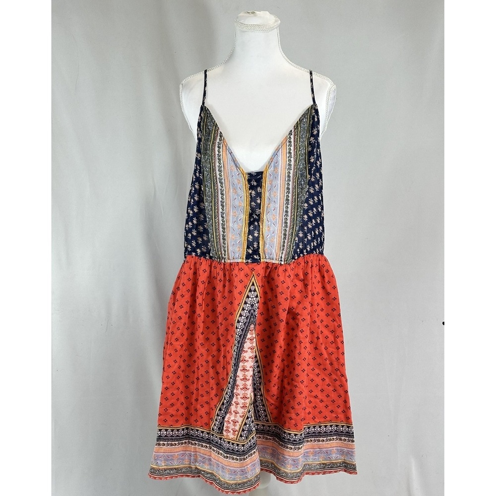 NWT‎ True Craft Boho Patchwork Sundress Red Blue Bright Print Size 3X Festival